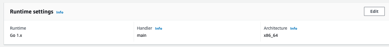 Lambda Console runtime settings